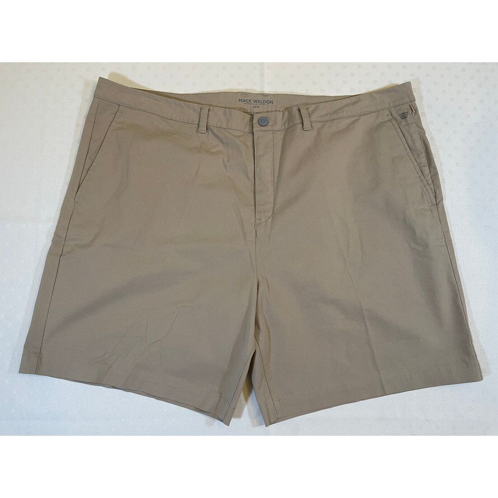 Mack Weldon Men's Flat Front Beige Cotton‎ Lyocell Chino Shorts Size 42W